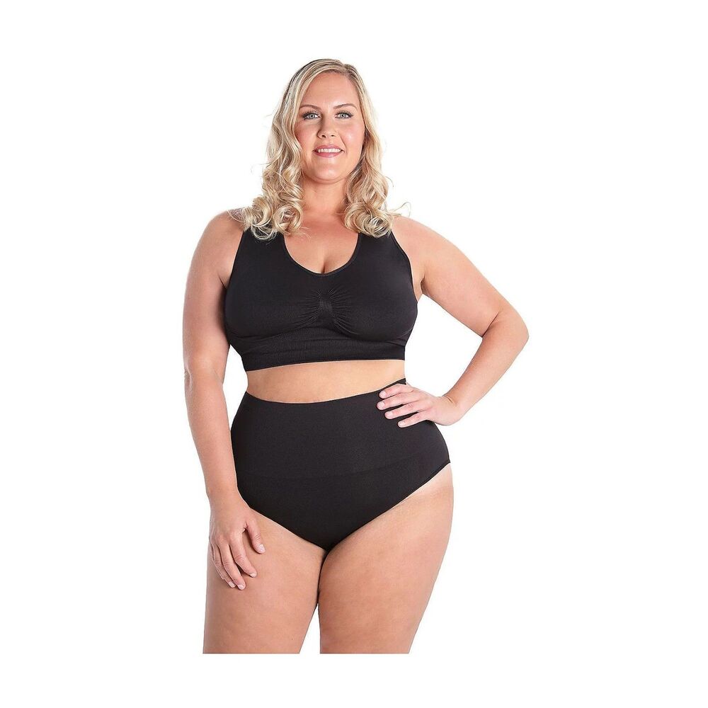 Memoi High-Waist Shaper Brief Black 1X NWT